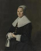 Portrait of woman with gloves.